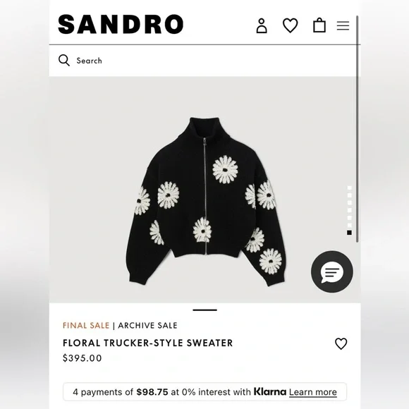 Sandro Floral Trucker-Style Sweater - Picture 2 of 9